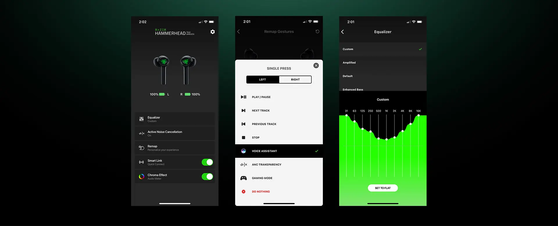 Настройка Razer Hammerhead True Wireless через приложение Razer Audio