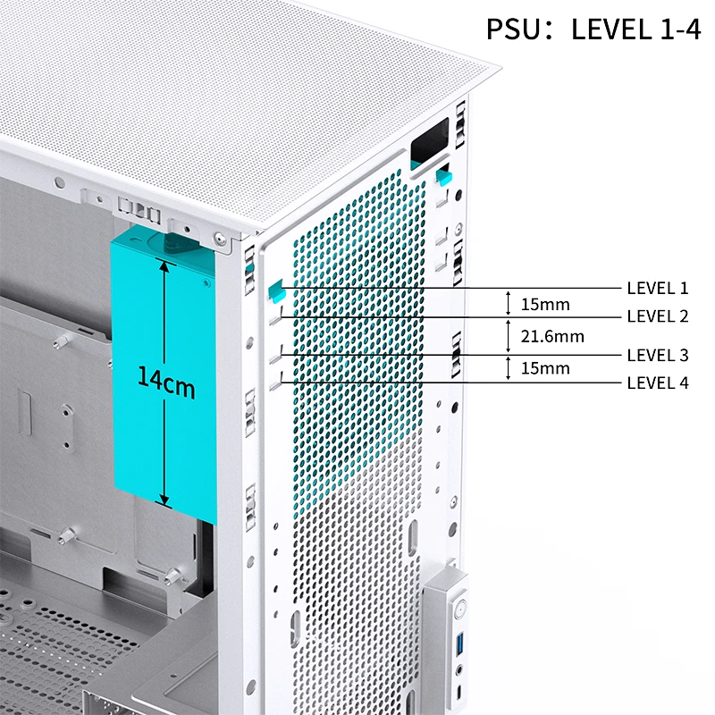 Уровни установки блока питания JONSBO D41 MESH White