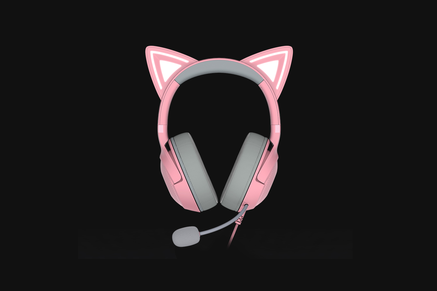 Razer Kraken Kitty V2 Quartz, фронтальний вигляд