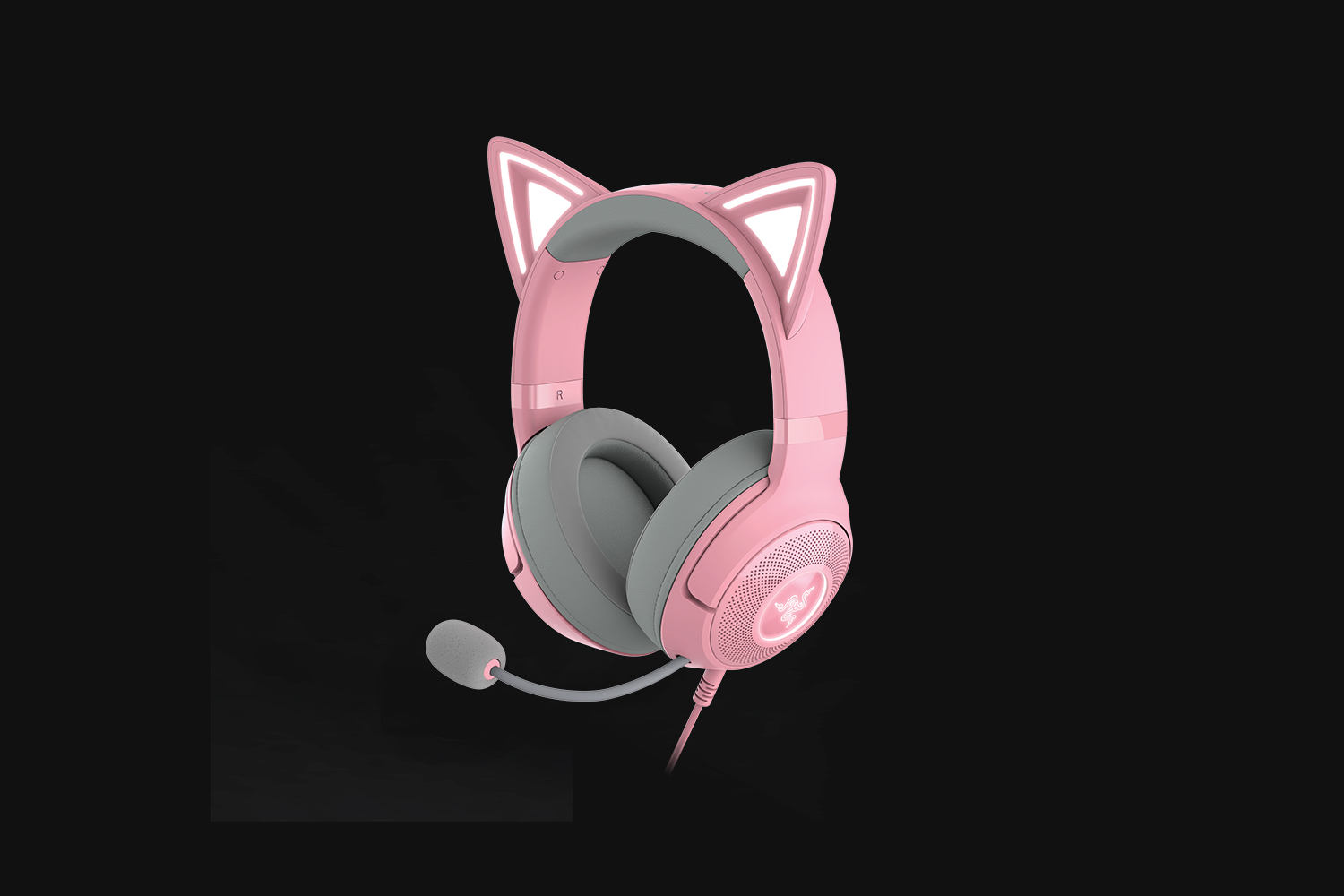 Razer Kraken Kitty V2 Quartz, вигляд під кутом