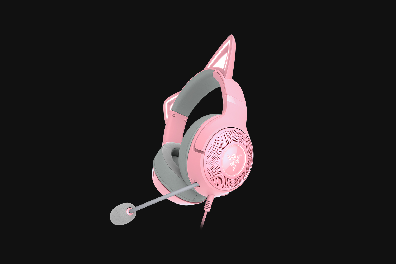 Razer Kraken Kitty V2 Quartz, фронтальний вигляд