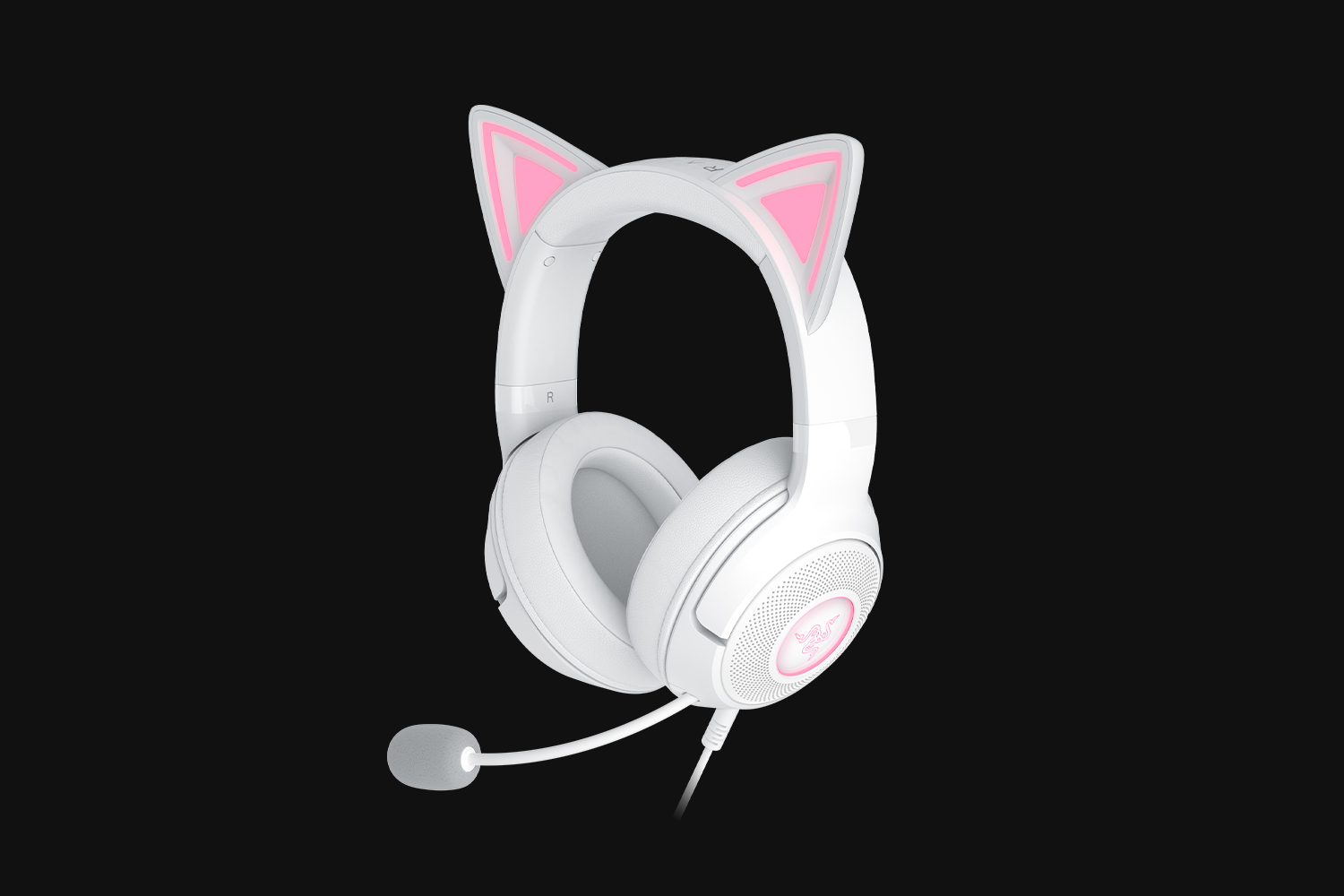 Razer Kraken Kitty V2 White у світлому сетапі