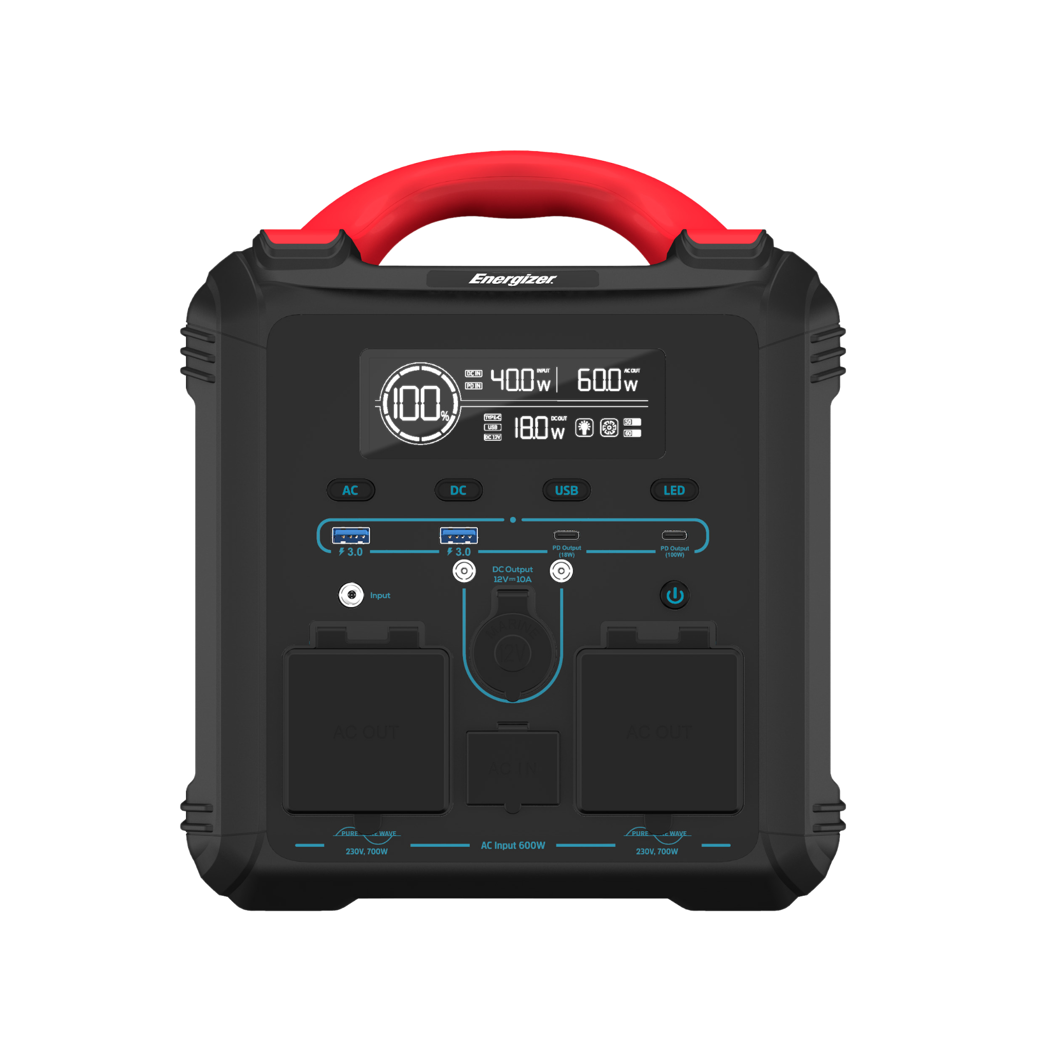 Зарядная станция Energizer PPS550W1F, вид спереди под углом