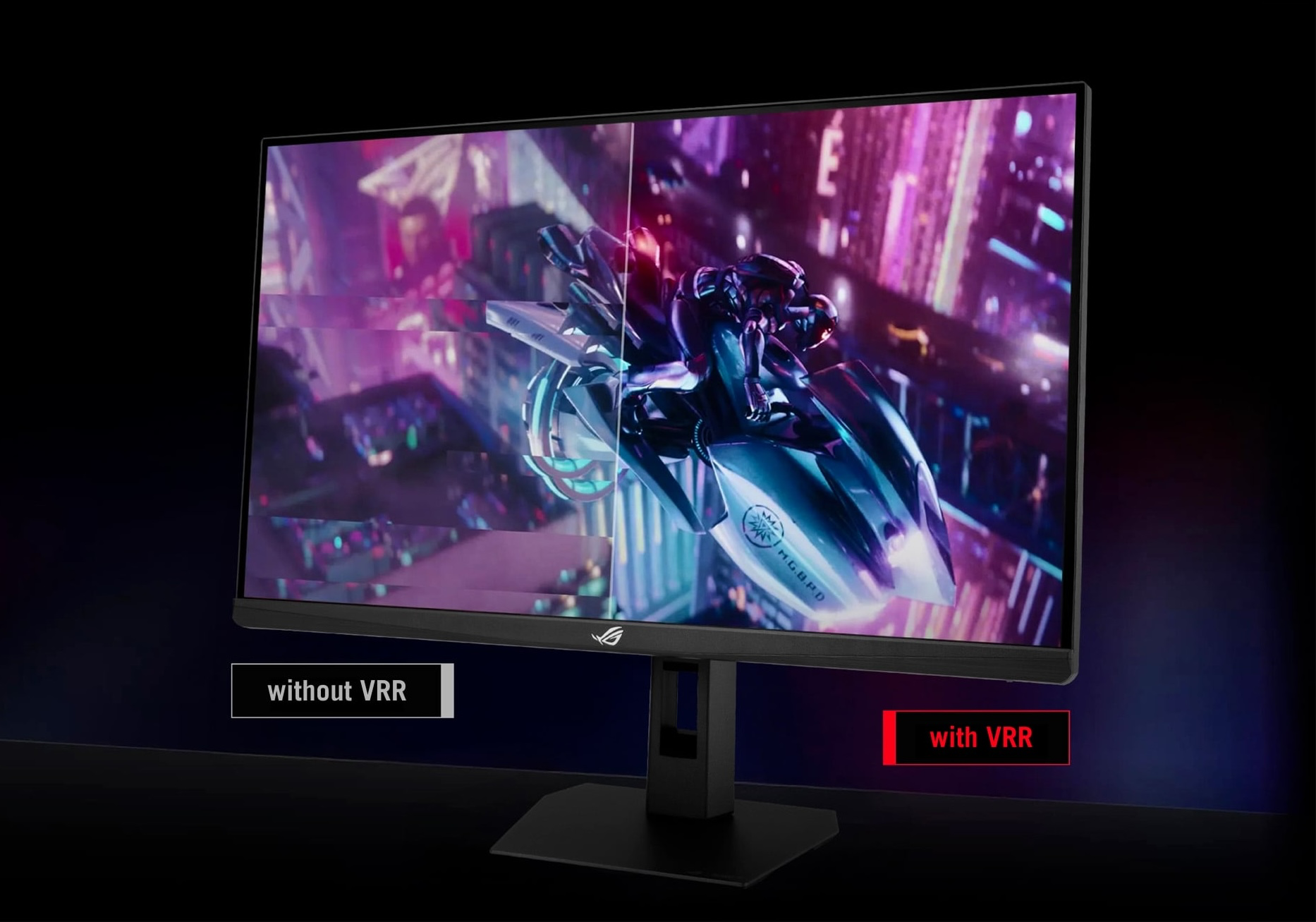 Порівняння зображення без VRR і з VRR на ASUS ROG Strix XG27UCGR Gen2