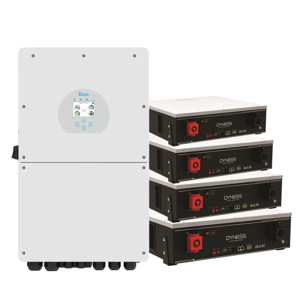 Система хранения энергии Deye SUN-16K-SG01LP1-EU с четырьмя батареями Dyness DL5.0C