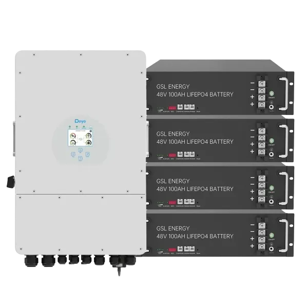 Система хранения энергии DEYE SUN-12K-SG02LP1-EU-AM3-4GS19.2K-LFP с четырьмя аккумуляторами