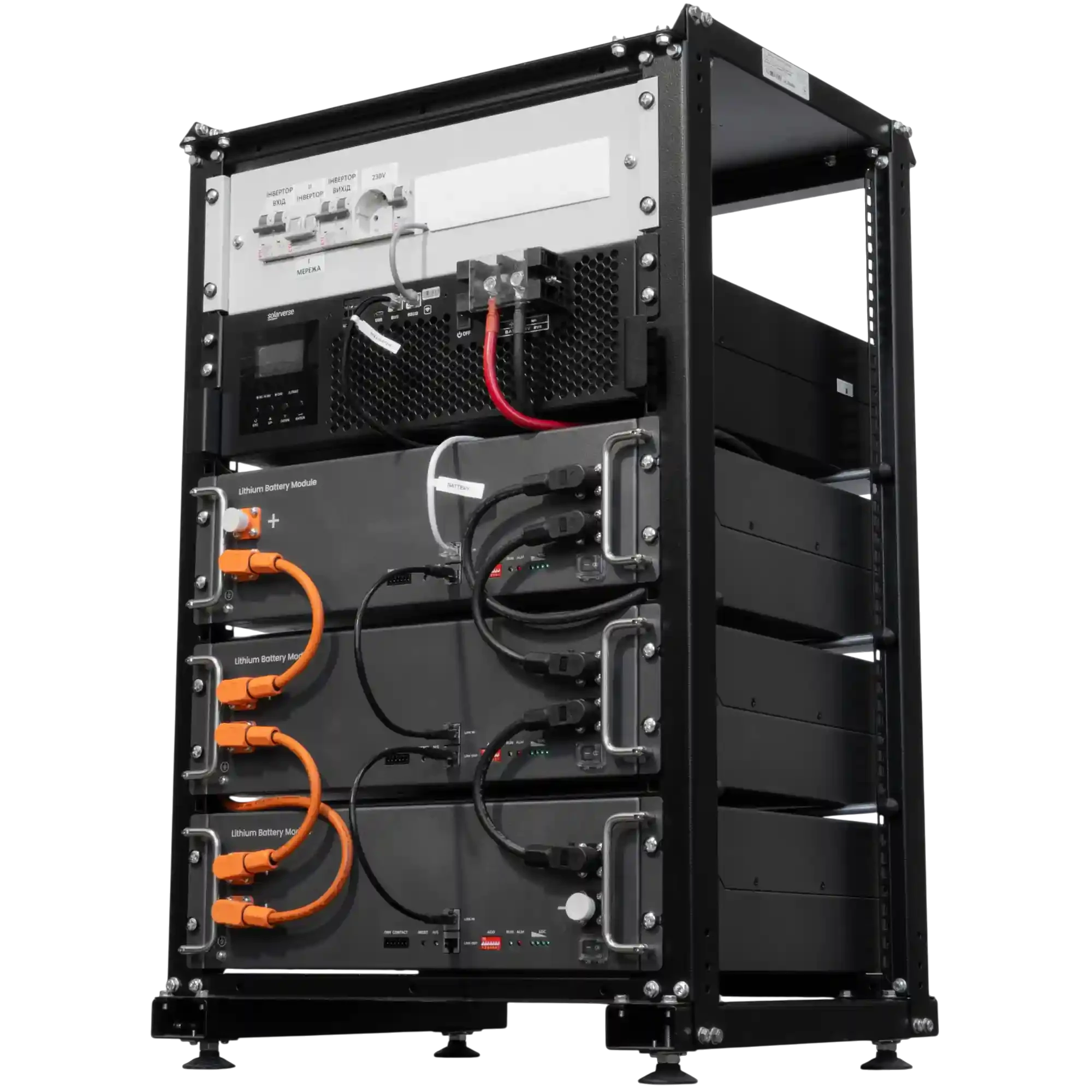 Три батареи Solarverse RS-R51100A в стойке