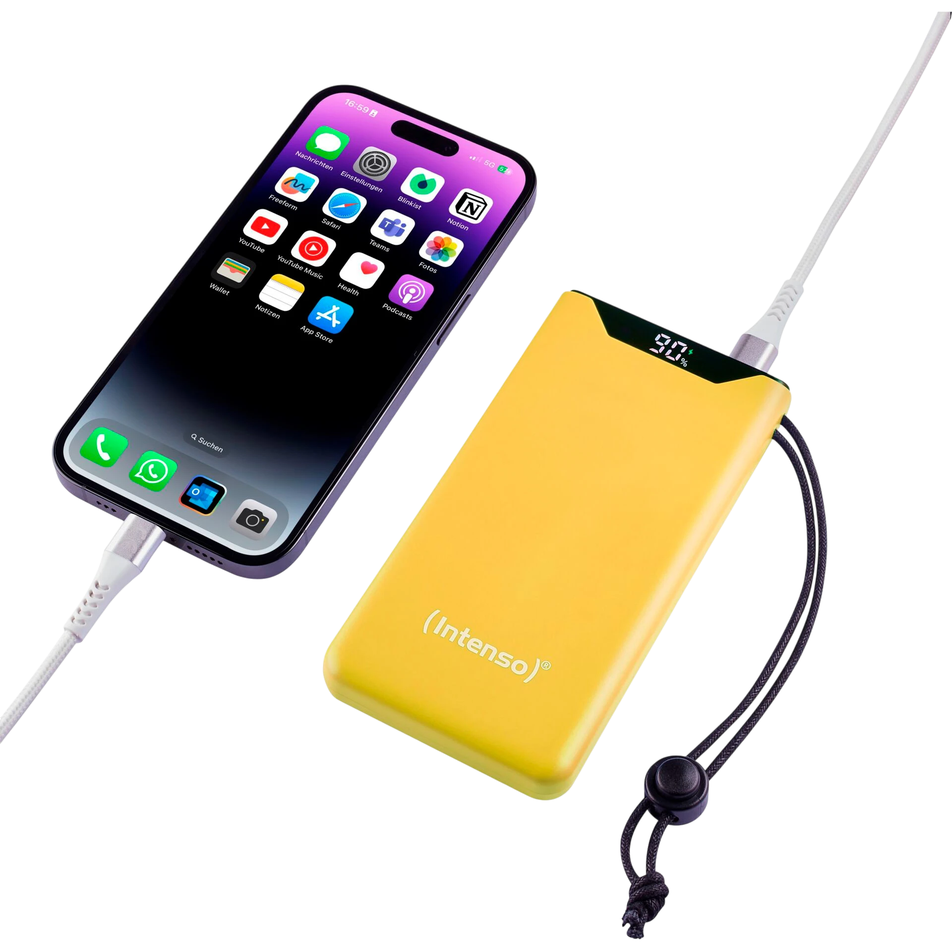 Intenso F10000 заряжает смартфон