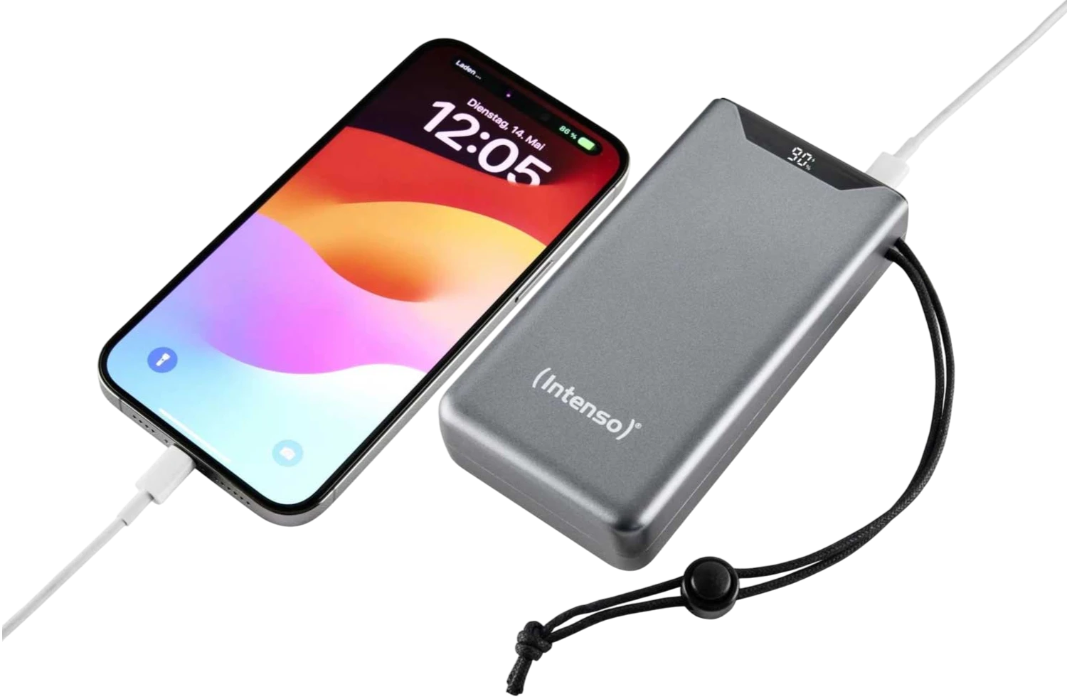 Intenso F20000 Grey заряжает смартфон