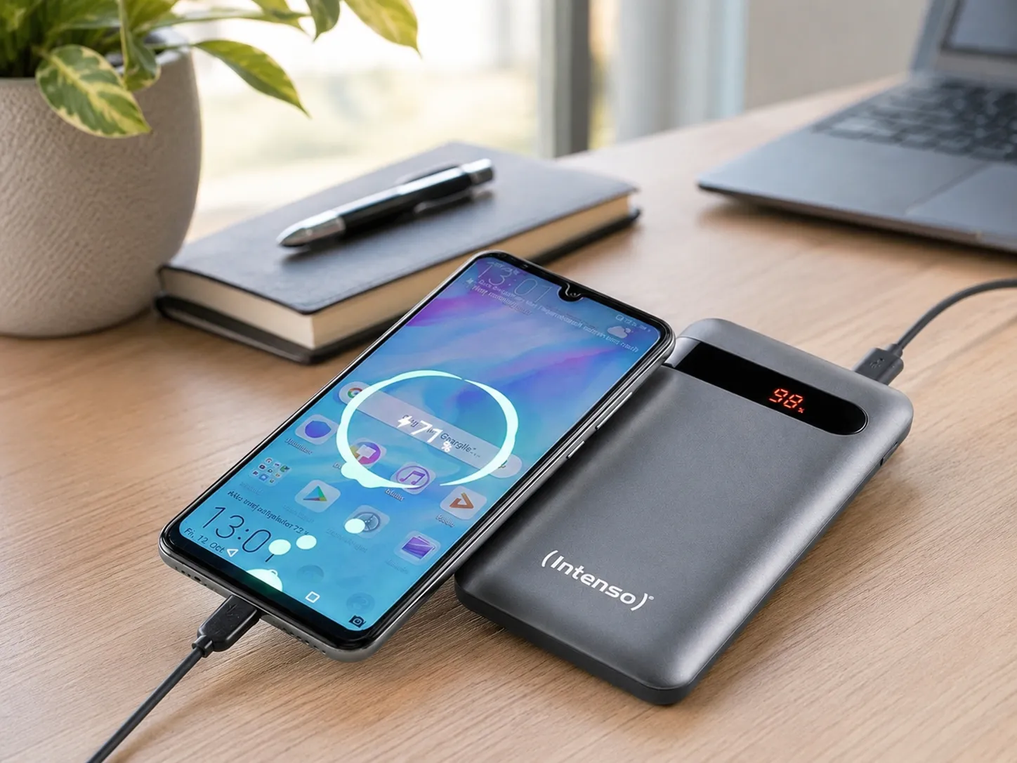 Intenso PD10000 заряжает смартфон