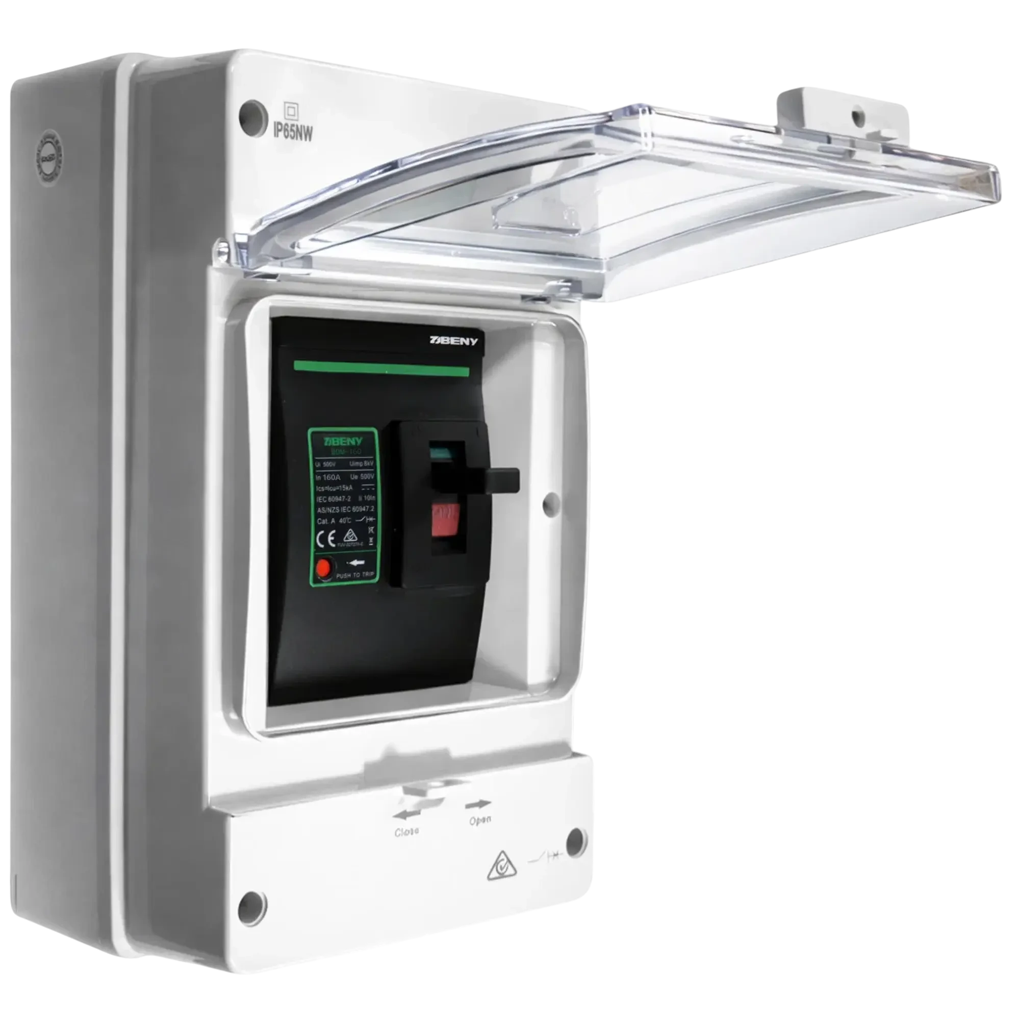 BENY BDM-250 160A з відкритою прозорою кришкою IP65