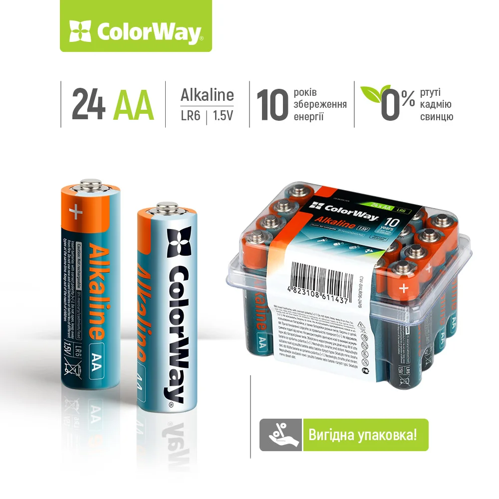 Батарейки ColorWay Alkaline Power AA из набора 24 шт.