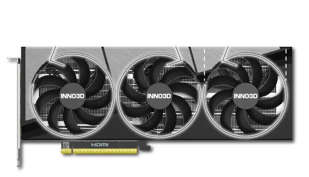 Три вентилятори INNO3D RTX 5080 X3 GAMING OC