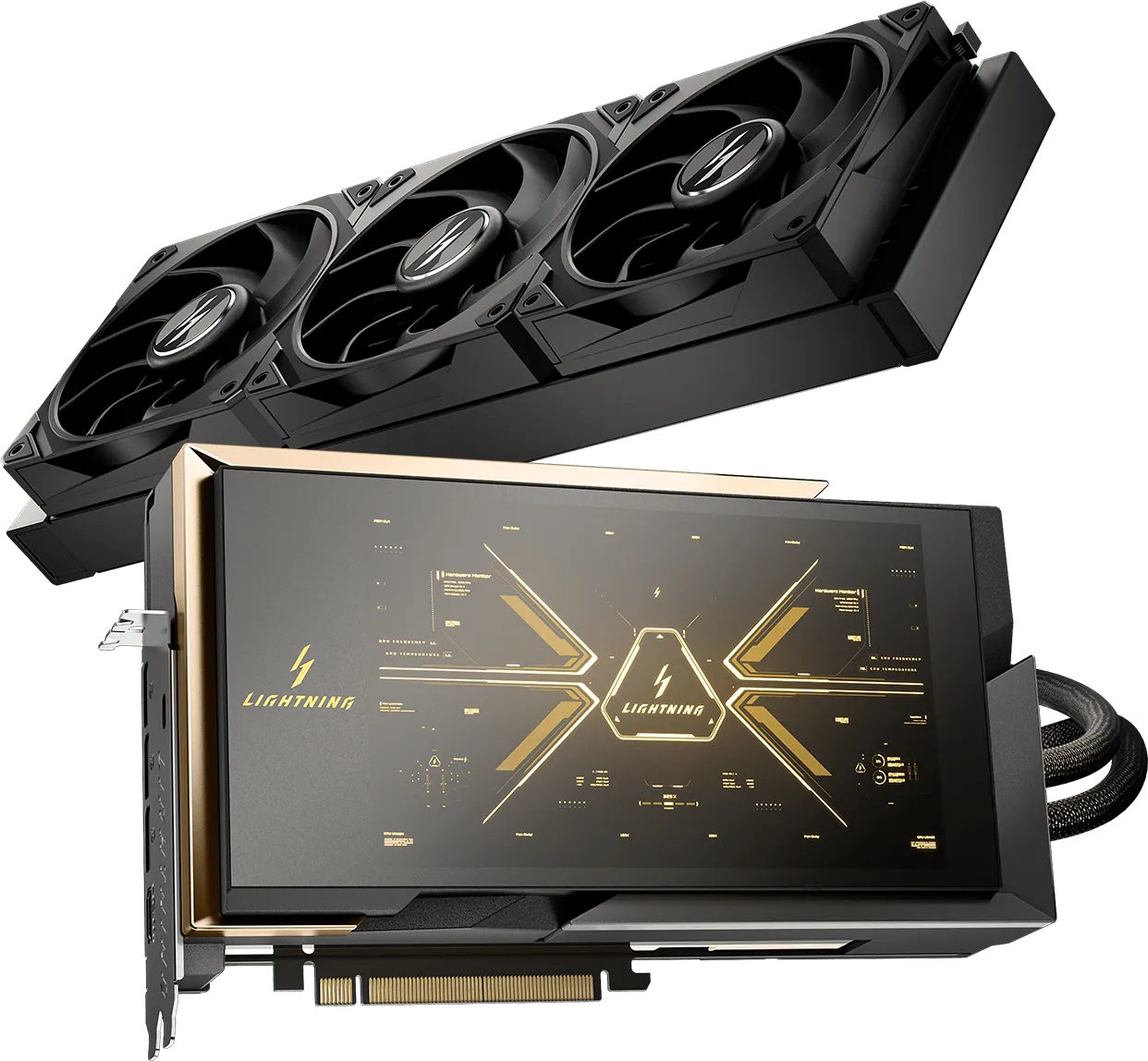 MSI GeForce RTX 5090 32G LIGHTNING Z с 8-дюймовым дисплеем и радиатором