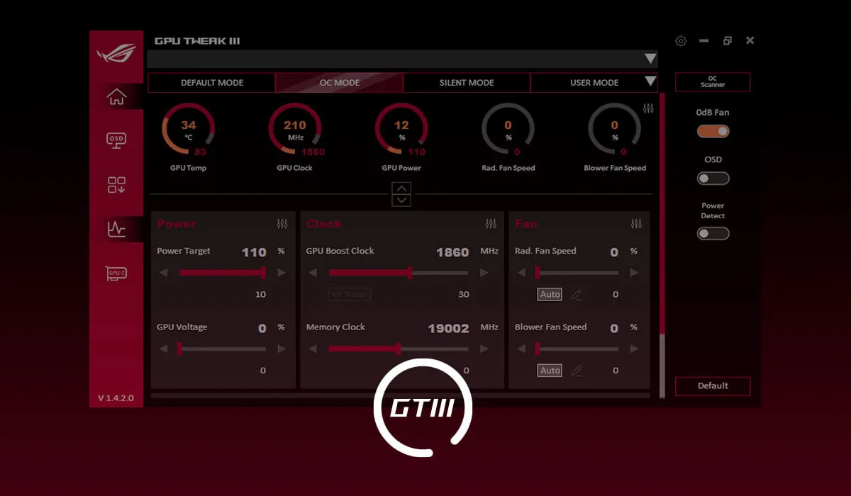 Інтерфейс ASUS GPU Tweak III