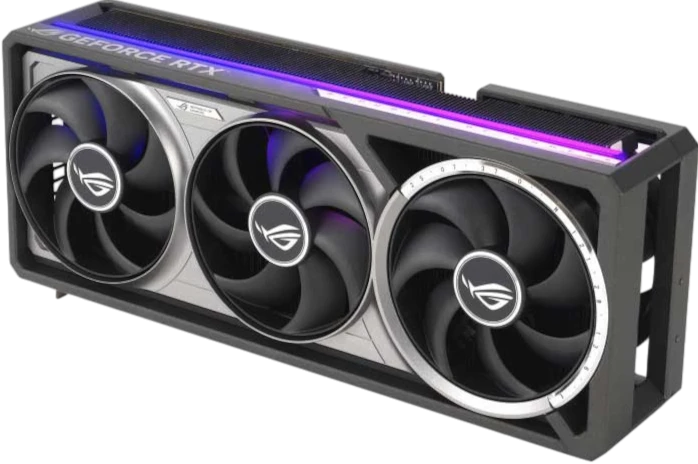 ROG Astral GeForce RTX 5080 16GB GDDR7, фронтальний вигляд з підсвічуванням