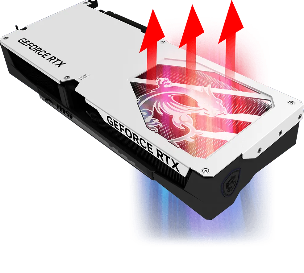 Белый металлический бэкплейт MSI GeForce RTX 5080 GAMING TRIO OC WHITE