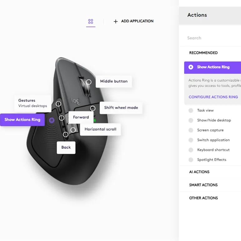 Настройка Actions Ring в Logi Options+