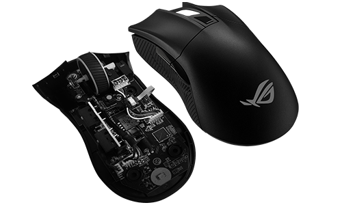 ROG Gladius II Core со снятой верхней крышкой, доступ к переключателям