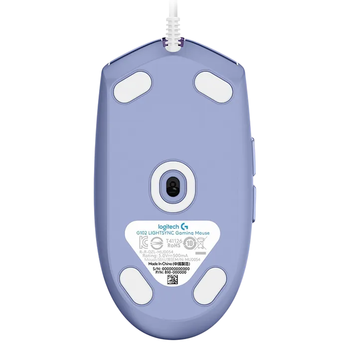 Logitech G102 LIGHTSYNC Lilac, боковой вид
