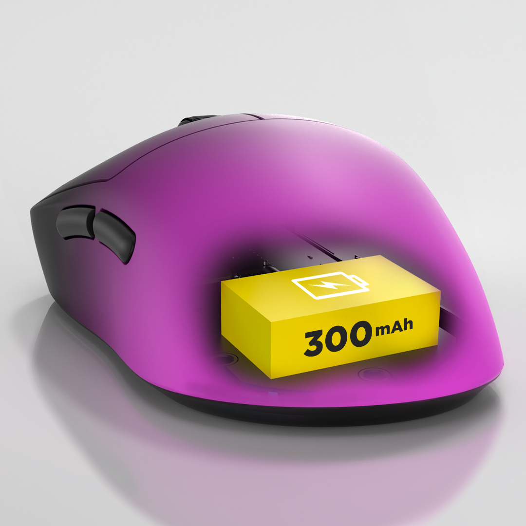 Мишка HATOR Quasar 3 ULTIMA 8K Wireless (HTM760) black/violet, аккумулятор