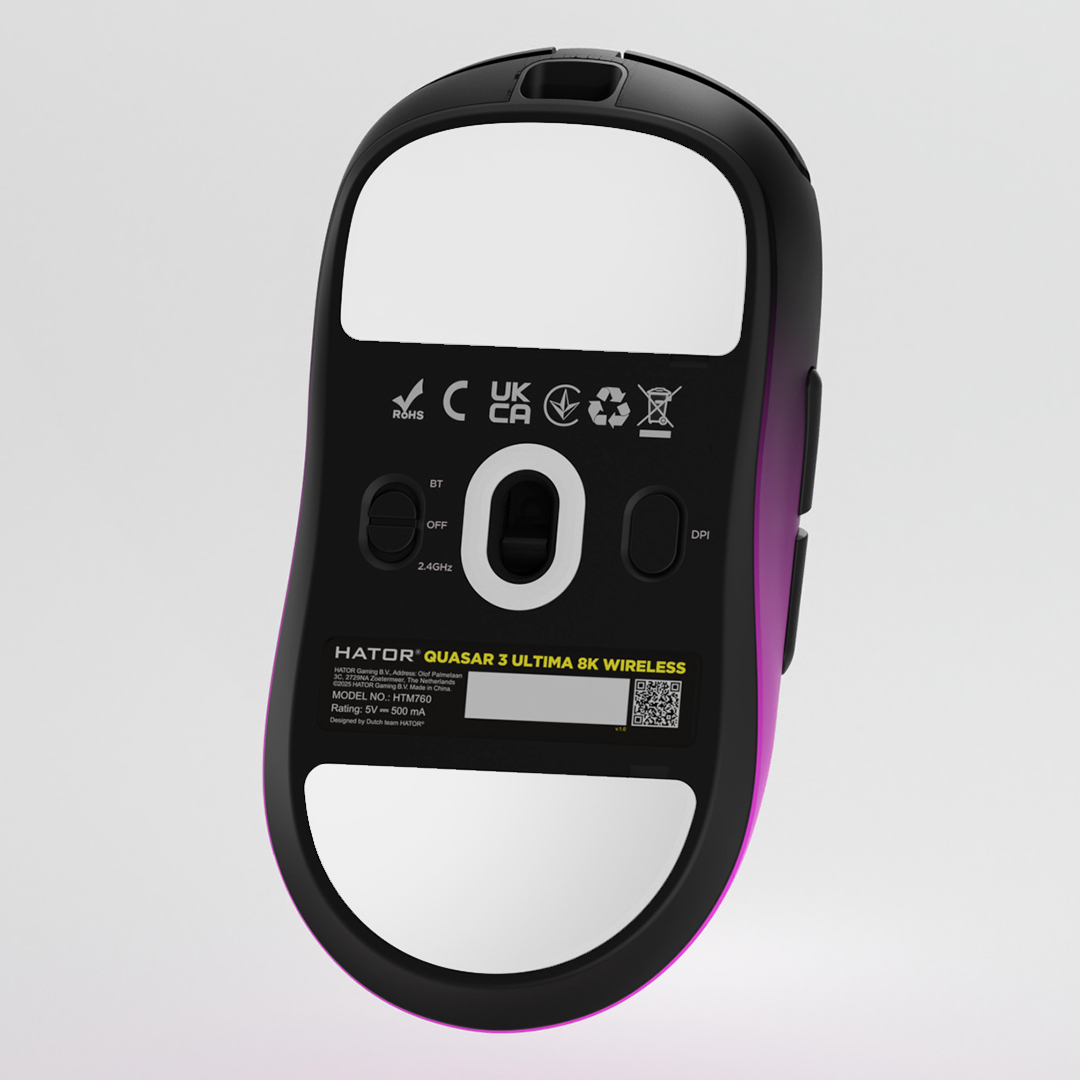 Мишка HATOR Quasar 3 ULTIMA 8K Wireless (HTM760) black/violet, глайды