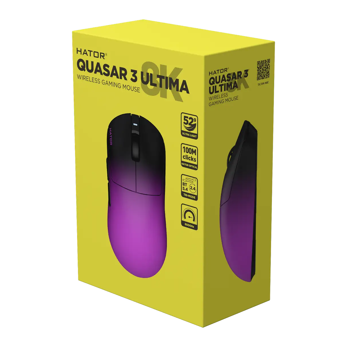 Мишка HATOR Quasar 3 ULTIMA 8K Wireless (HTM760) black/violet, упаковка