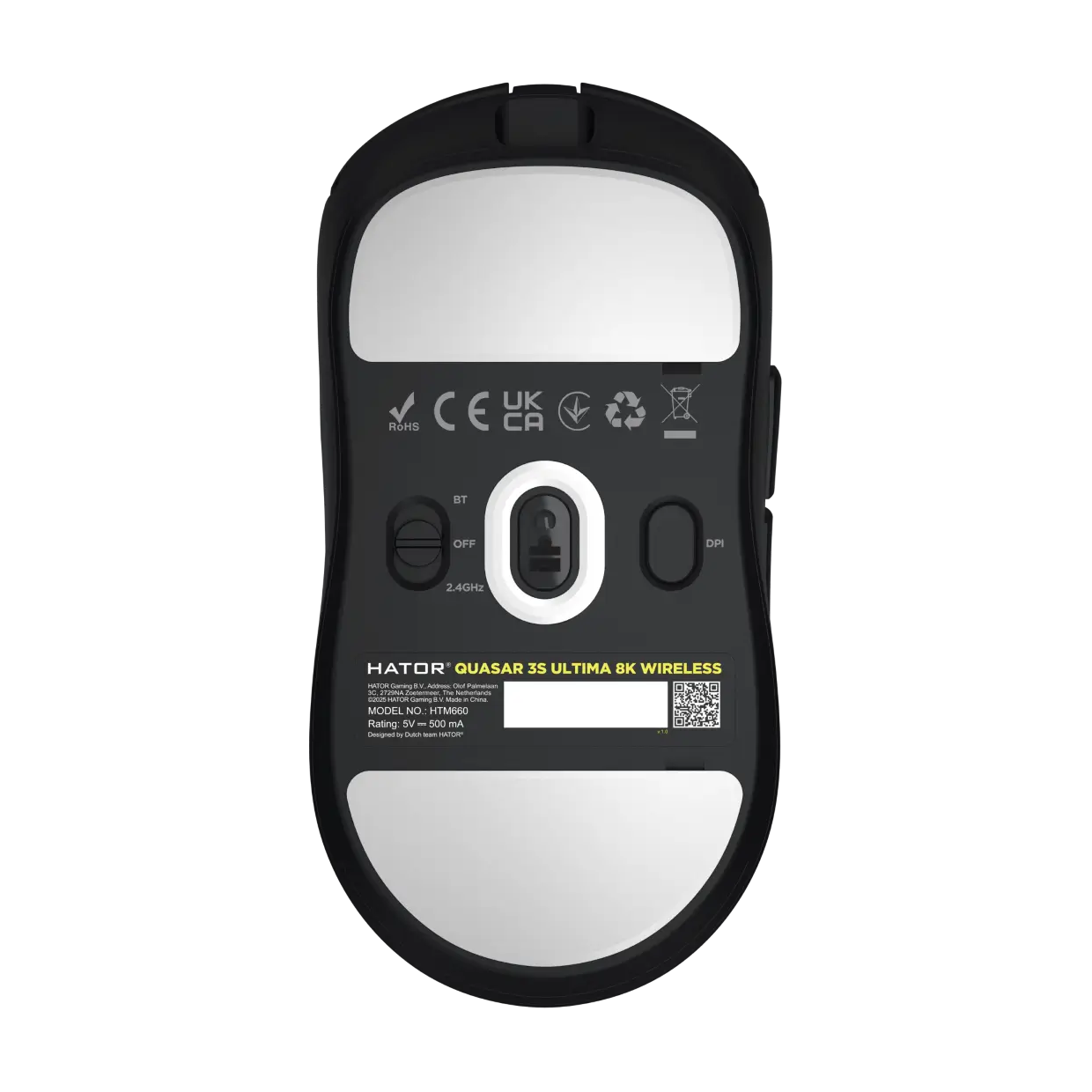 Мишка HATOR Quasar 3S ULTIMA 8K Wireless (HTM660) black, нижняя часть