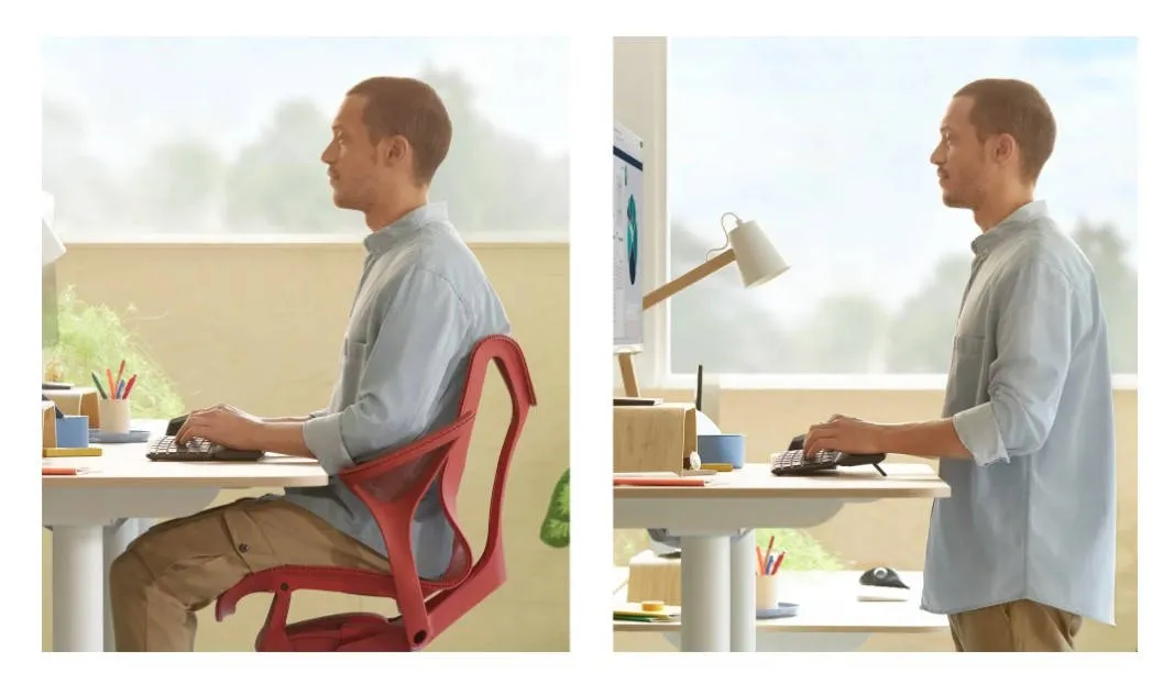 Logitech ERGO K860 при роботі сидячи та стоячи