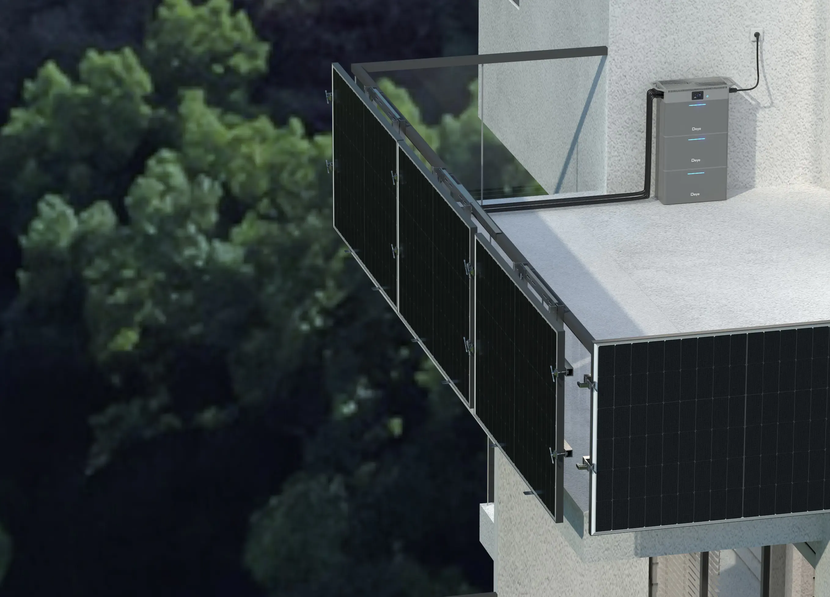 DEYE Micro Hybrid ESS на балконе с солнечными панелями