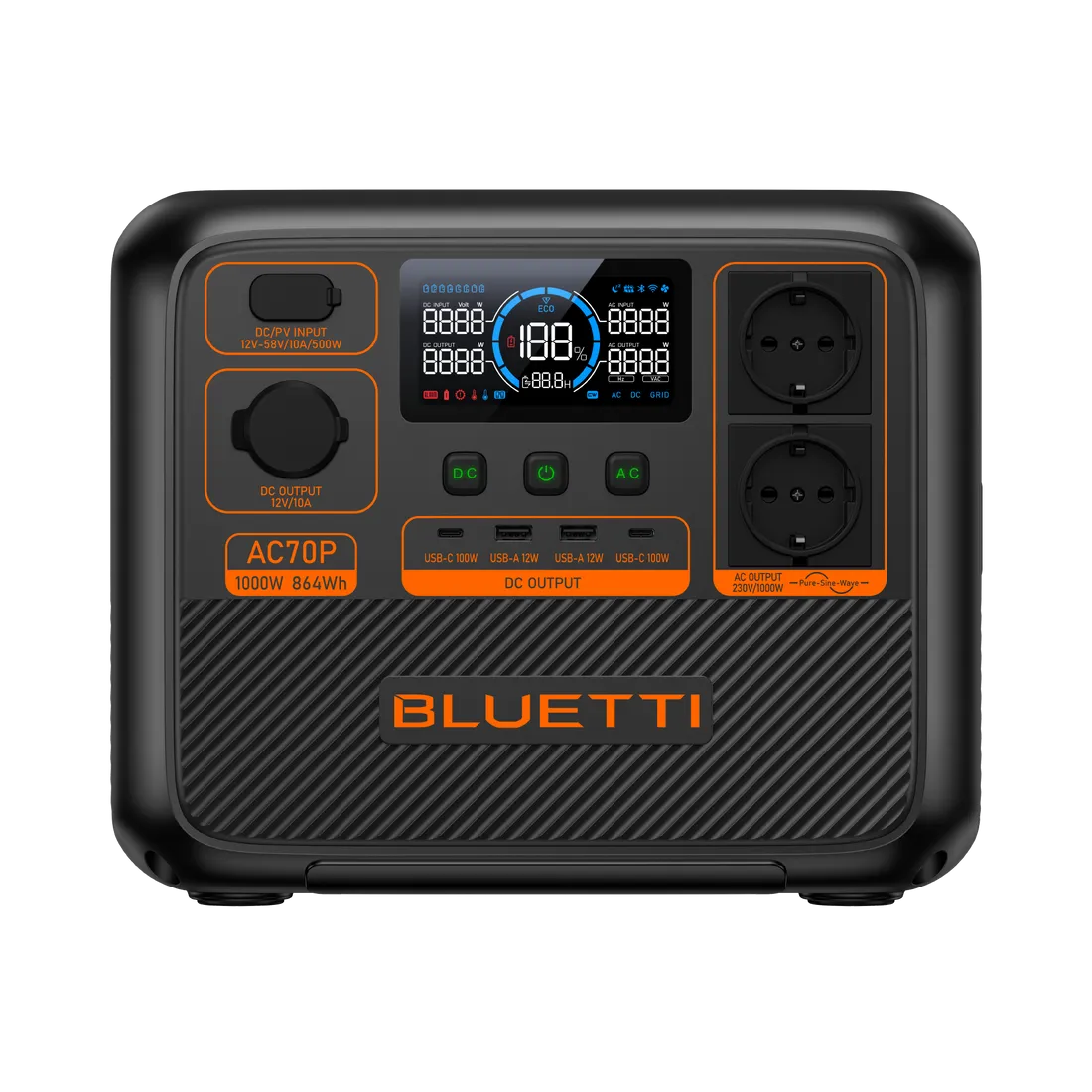 BLUETTI AC70P 864Wh 1000W
