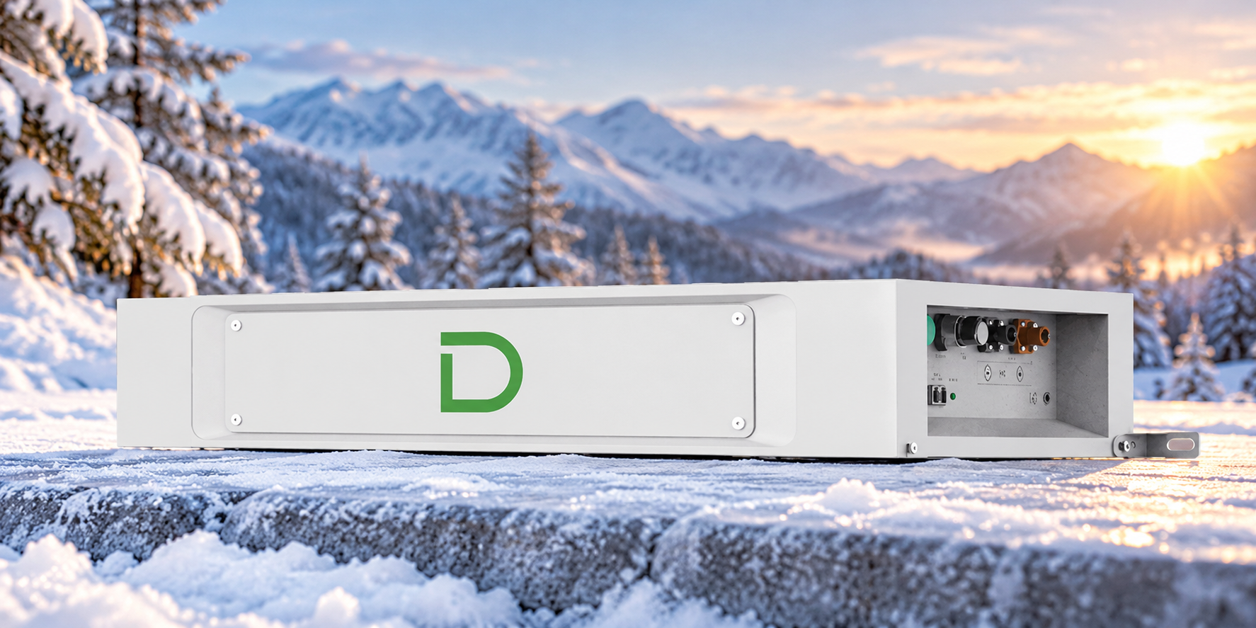 Dyness STACK Heated SBDU100-H на фоне зимнего пейзажа