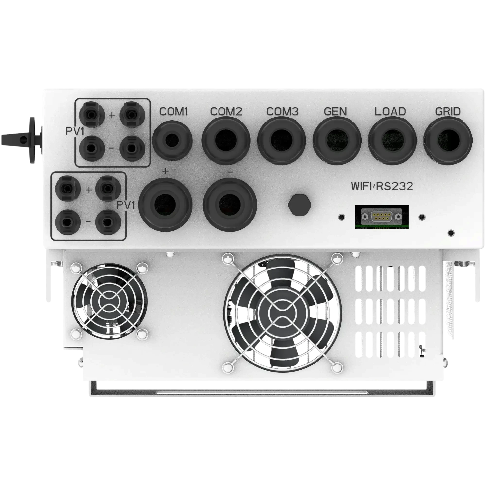 Deye SUN-6K-SG05LP1-EU-AM2-P - нижняя коммутационная панель с разъемами
