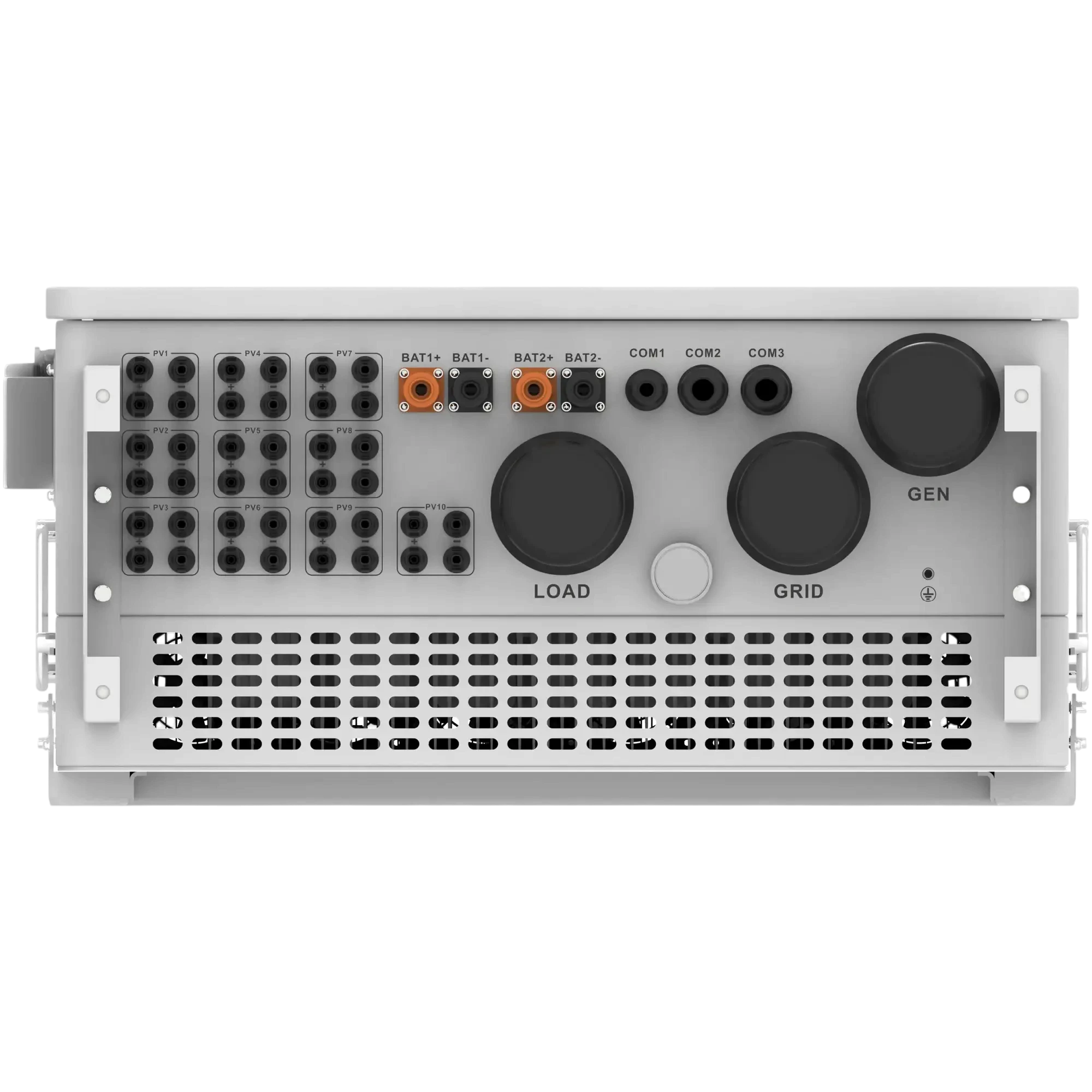 Deye SUN-100K-SG02HP3-EU-GM8 - нижняя часть корпуса и зона подключения
