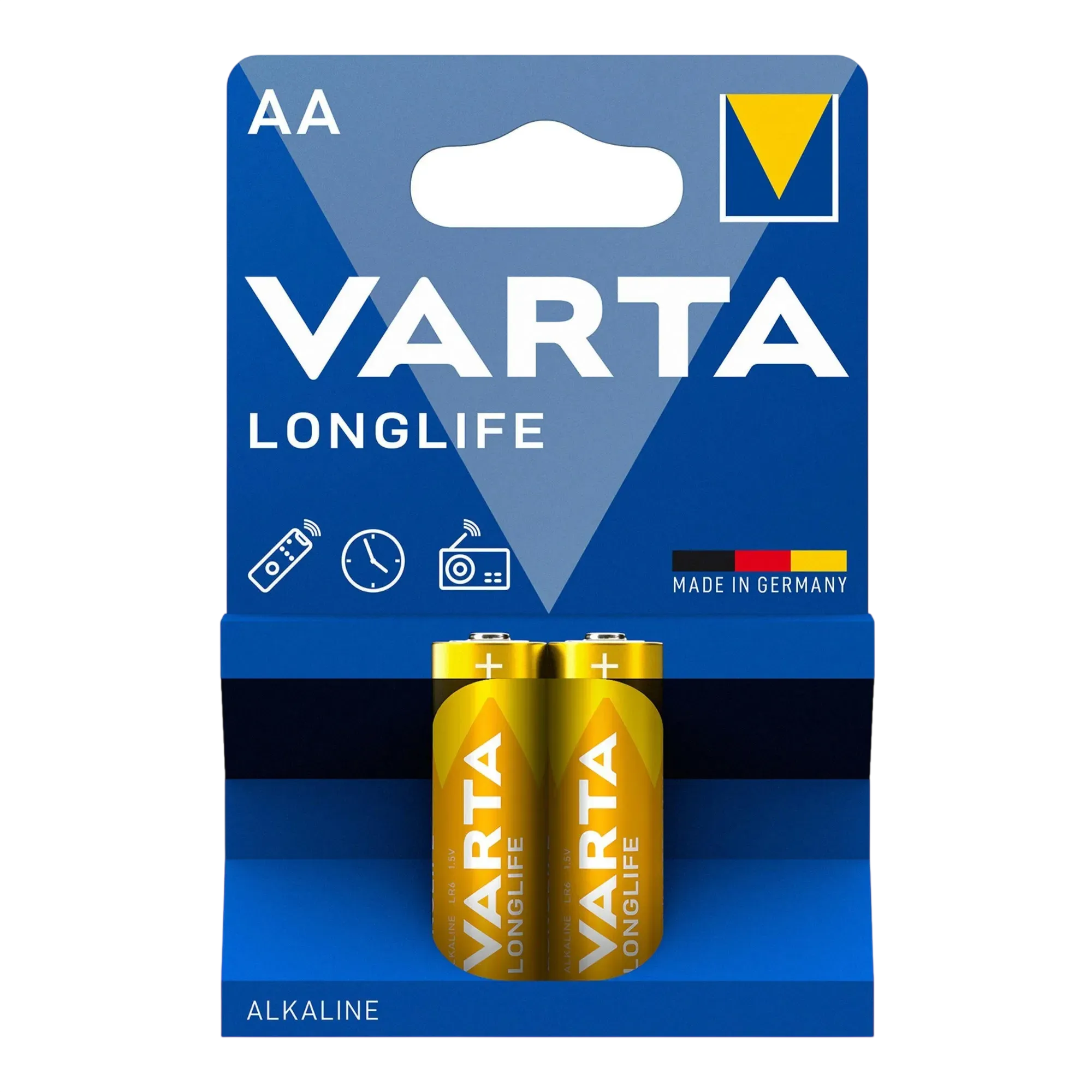 VARTA LONGLIFE Alkaline AA 2 шт. 04106101412 &ndash; оригинальная упаковка