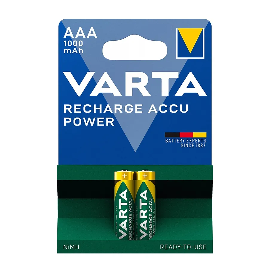 VARTA Recharge Accu Power AAA 1000 мА·ч, два аккумулятора в упаковке