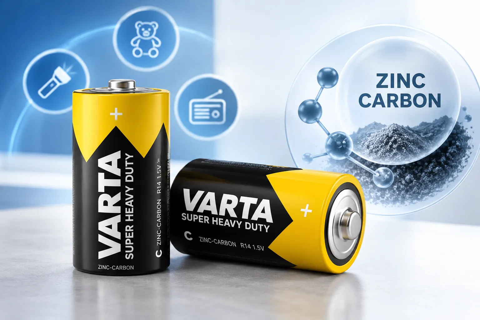 VARTA Super Heavy Duty C R14 - цинково-угольная технология Zinc Carbon