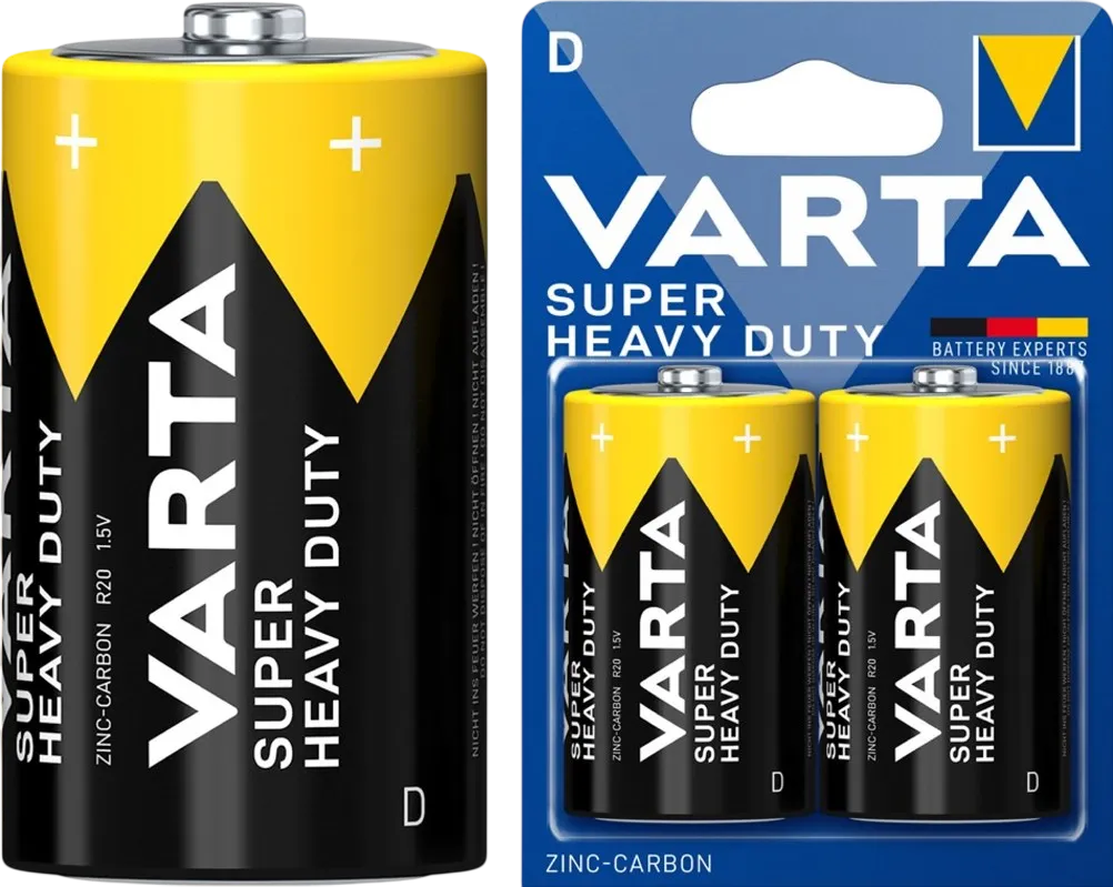 VARTA Super Heavy Duty D R20, упаковка 2 батарейки