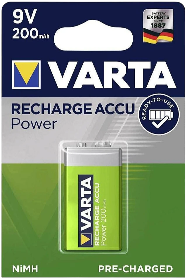 Аккумулятор VARTA Recharge Accu Power 6F22 9V 200 мАч в оригинальной упаковке