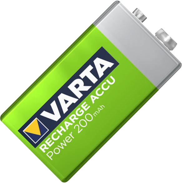Аккумулятор VARTA 9V 200 мАч, горизонтальный ракурс