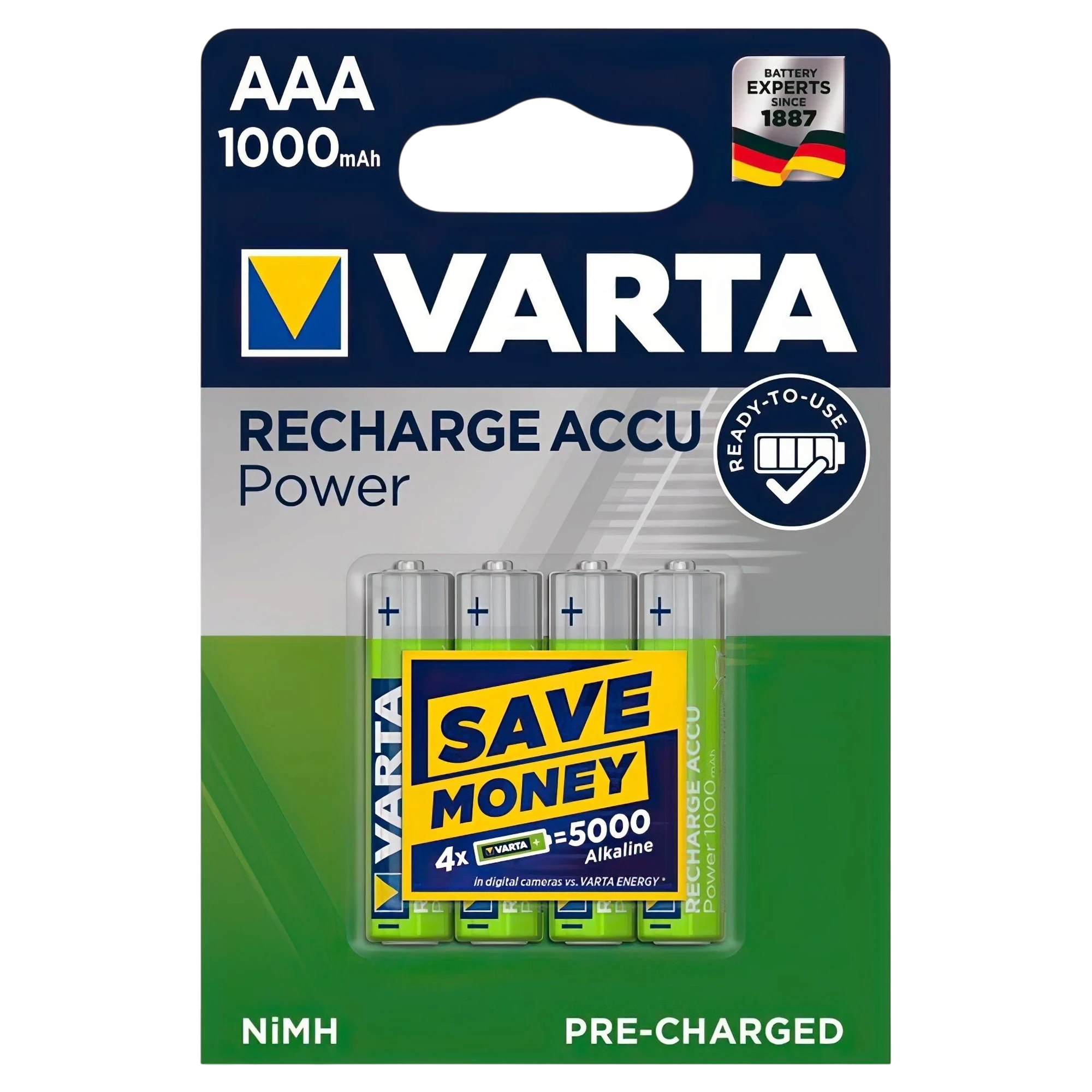 VARTA Recharge Accu Power AAA 1000 мАч &ndash; блистер с четырьмя аккумуляторами