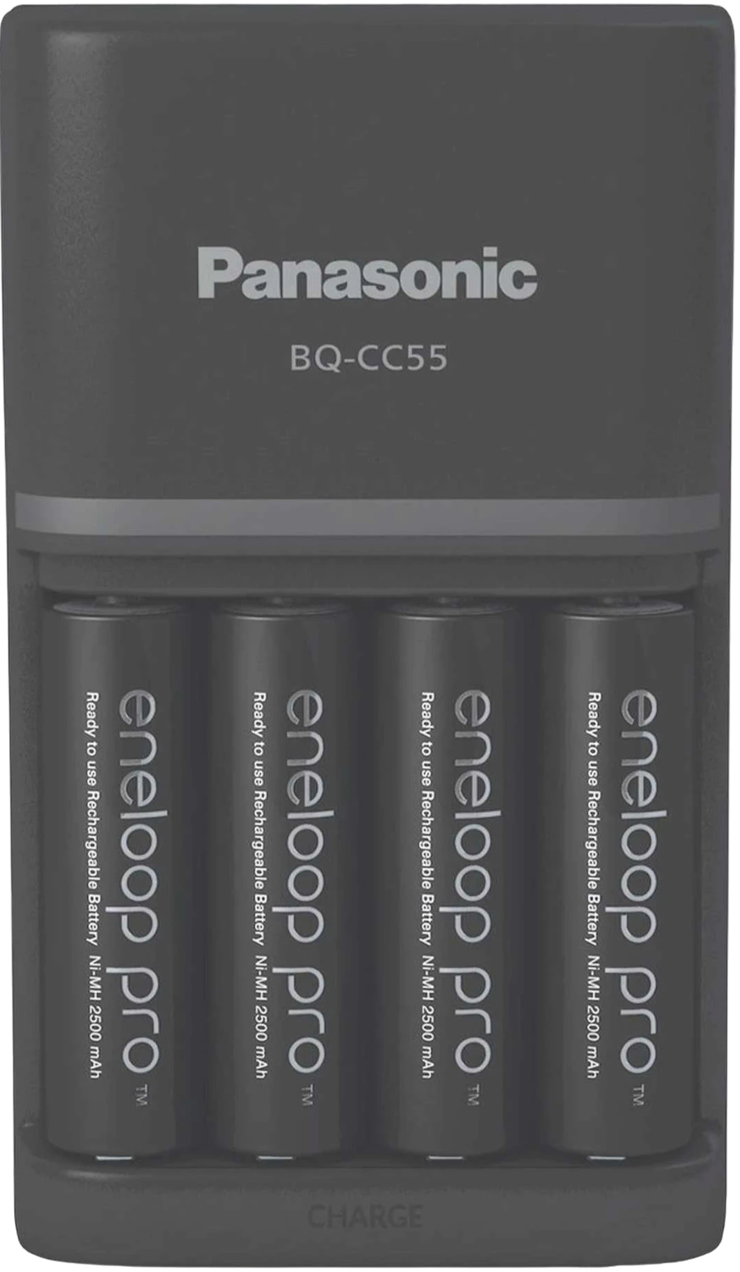 Panasonic Smartplus Charger BQ-CC55 с четырьмя установленными аккумуляторами eneloop pro AA 2500 мАч