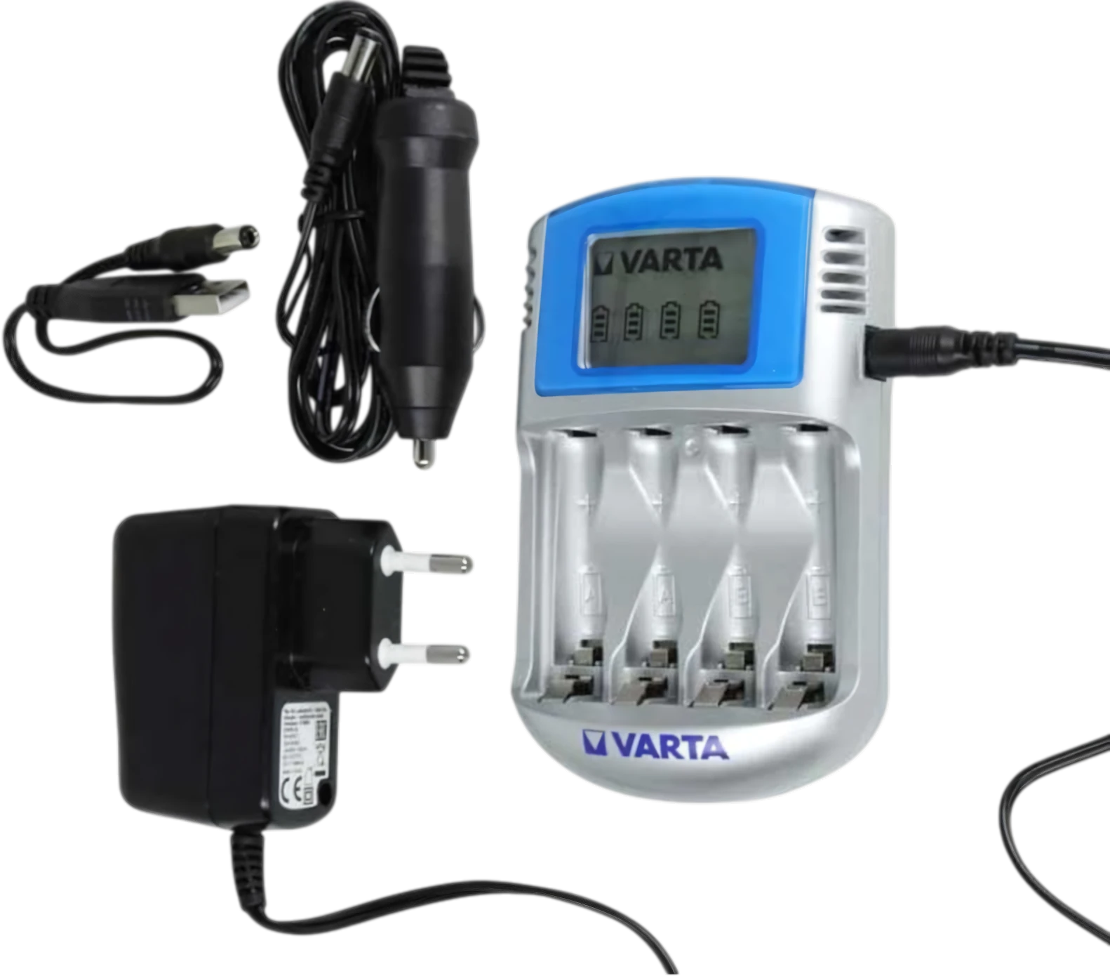VARTA LCD Charger с сетевым адаптером, автомобильным адаптером 12 В и USB-кабелем