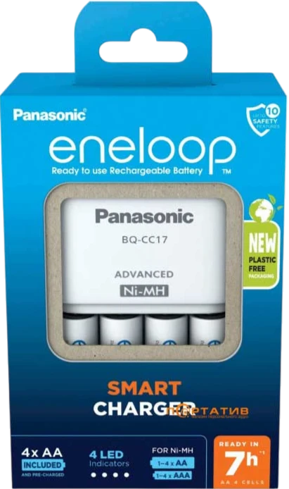 Комплект Panasonic K-KJ17MCD40E Advanced Charger с четырьмя аккумуляторами eneloop AA