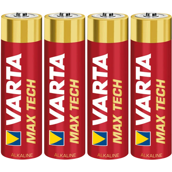 Чотири батарейки VARTA MAX TECH AA з фірмовим маркуванням