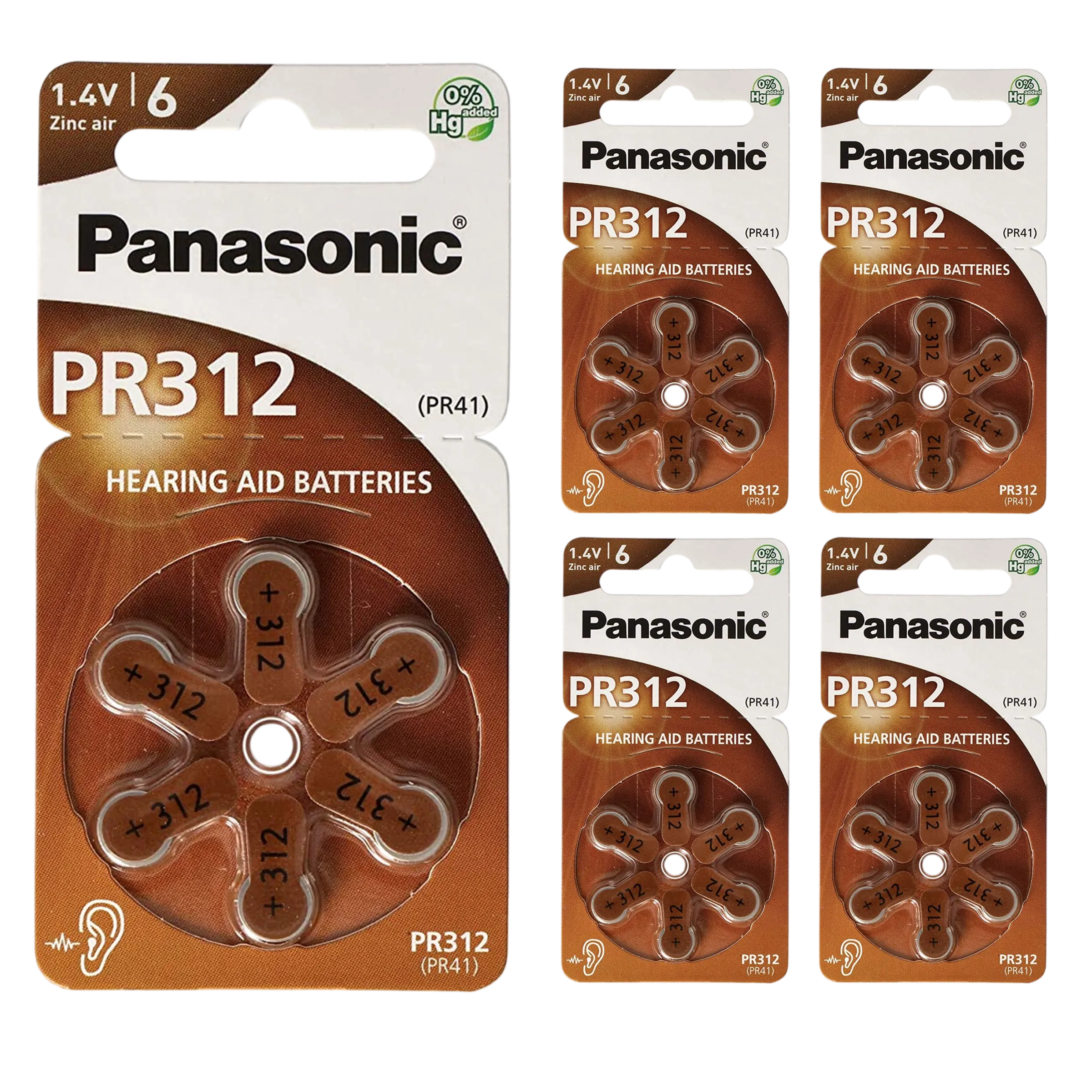 Panasonic PR312 Zinc Air, воздушно-цинковая батарейка для слухового аппарата