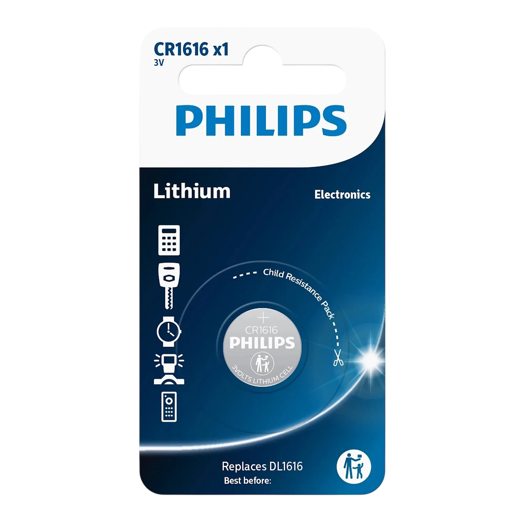 Батарейка Philips CR1616 Lithium в упаковке