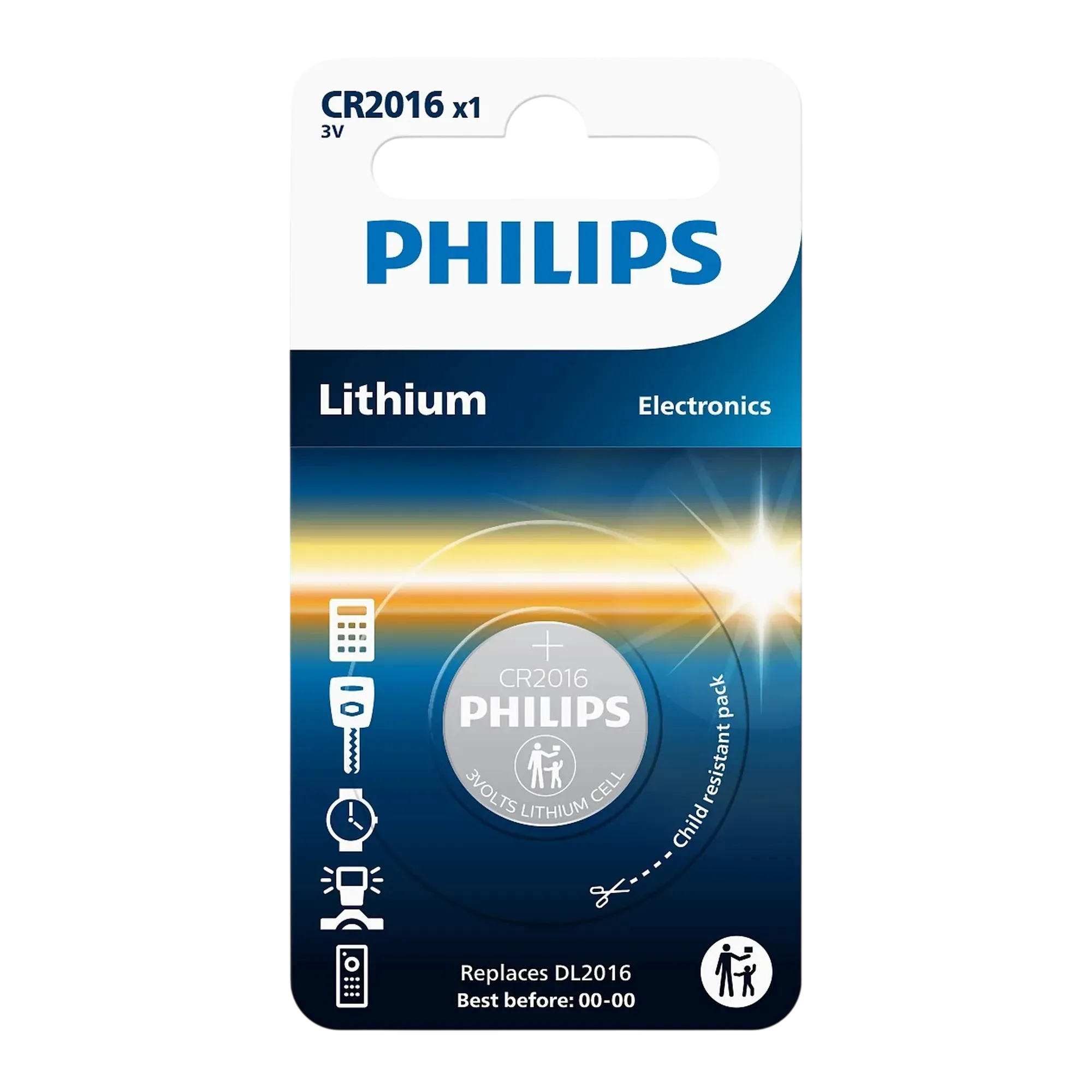 Батарейка Philips CR2016 Lithium в упаковке