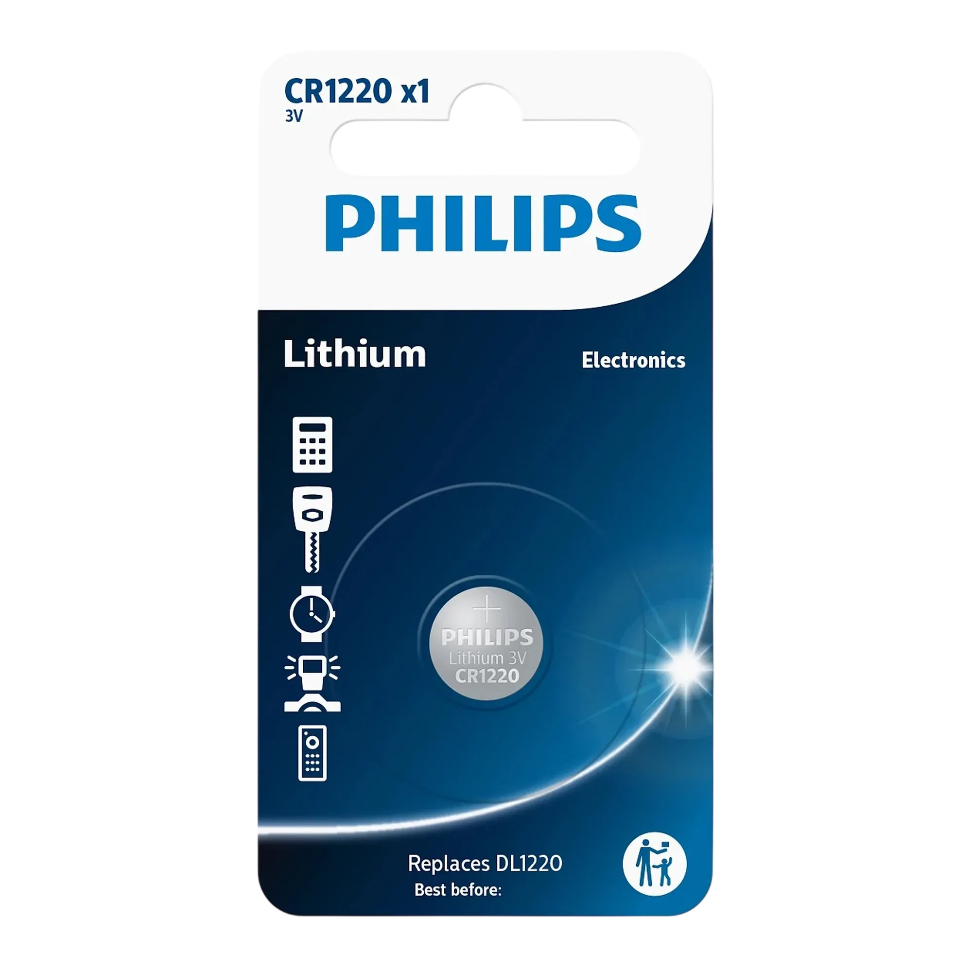 Батарейка Philips CR1220 Lithium CR1220/00B в упаковке
