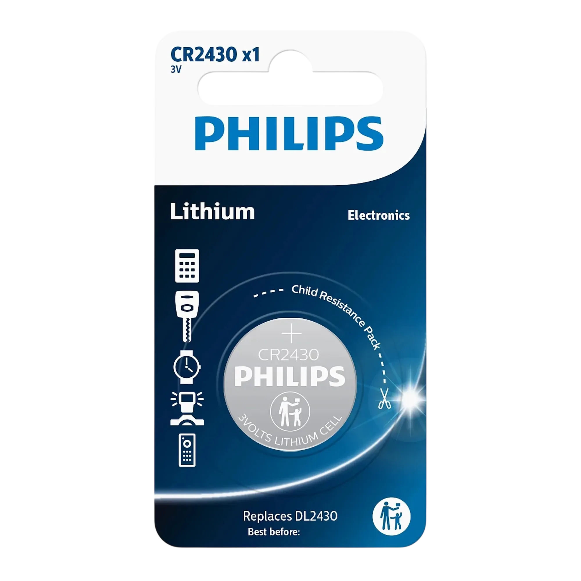 Батарейка Philips CR2430 Lithium CR2430/00B, фото товару
